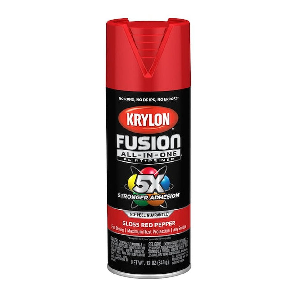 Krylon K02720007 Fusion All-in-One Spray Paint, Gloss Red Pepper, 12 oz.