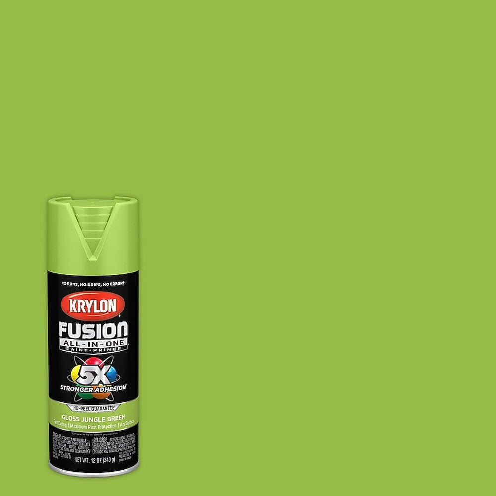 Krylon K02712007 Fusion All-in-One Spray Paint, Gloss Jungle Green, 12 oz.
