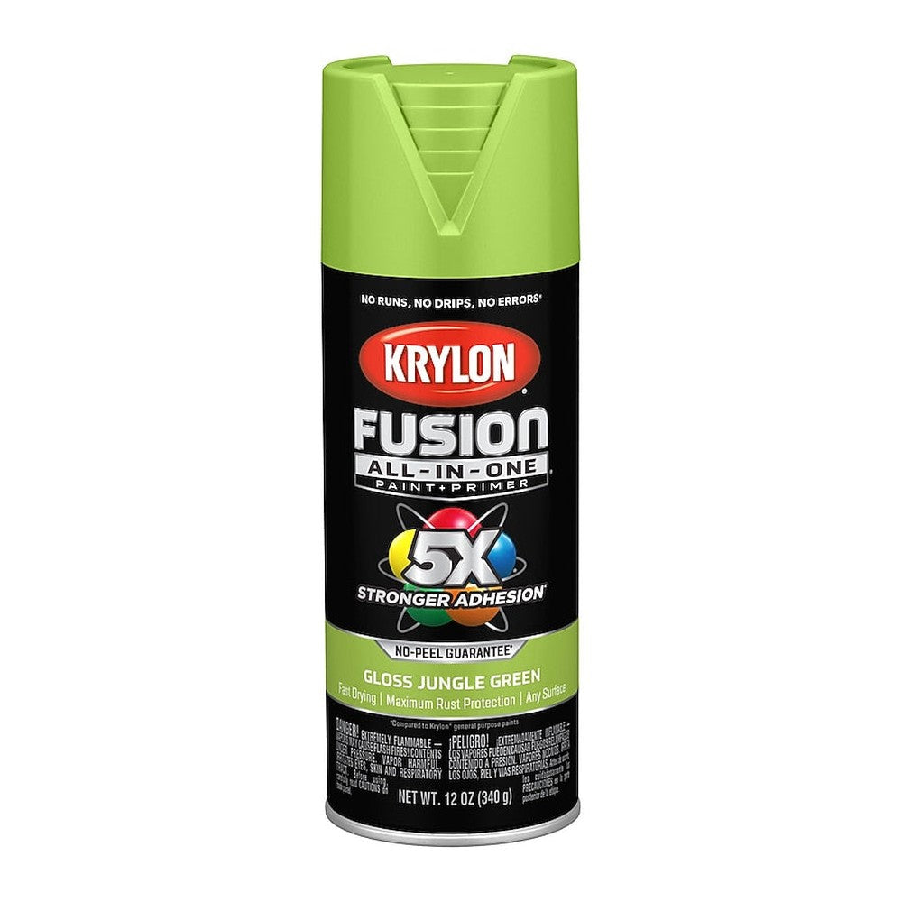 Krylon K02712007 Fusion All-in-One Spray Paint, Gloss Jungle Green, 12 oz.