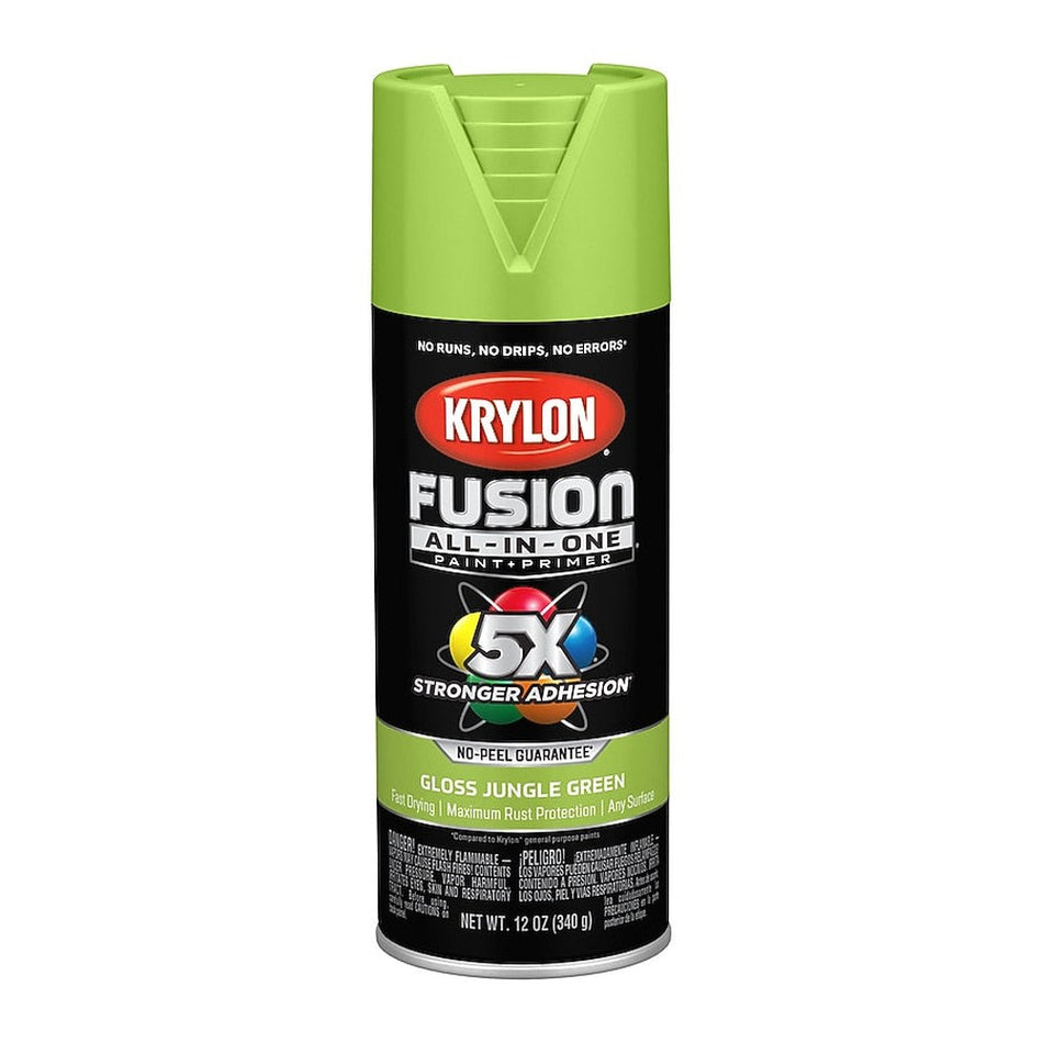 Krylon K02712007 Fusion All-in-One Spray Paint, Gloss Jungle Green, 12 oz.