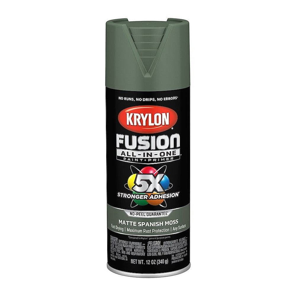 Krylon K02796007 Fusion All-in-One Spray Paint, Matte Spanish Moss, 12 oz.