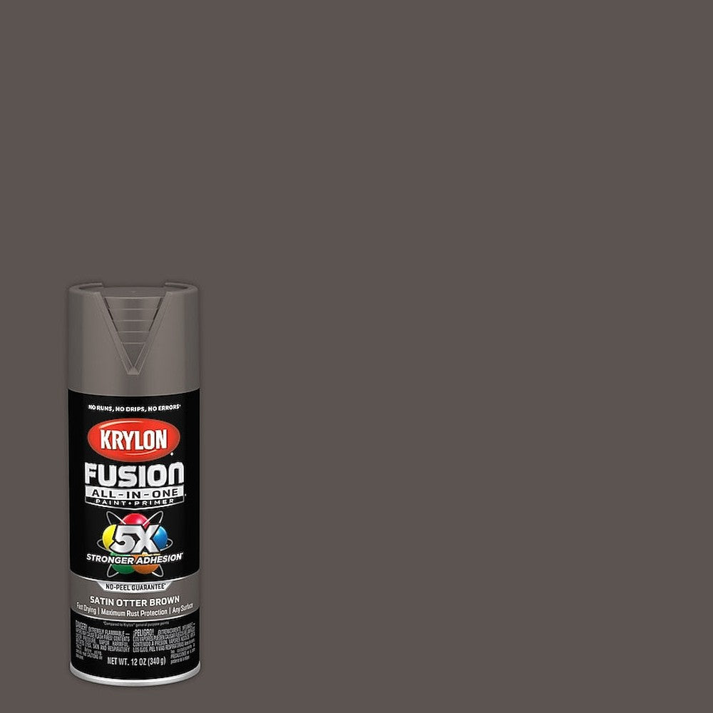 Krylon K02795007 Fusion All-in-One Spray Paint, Satin Otter Brown, 12 oz.