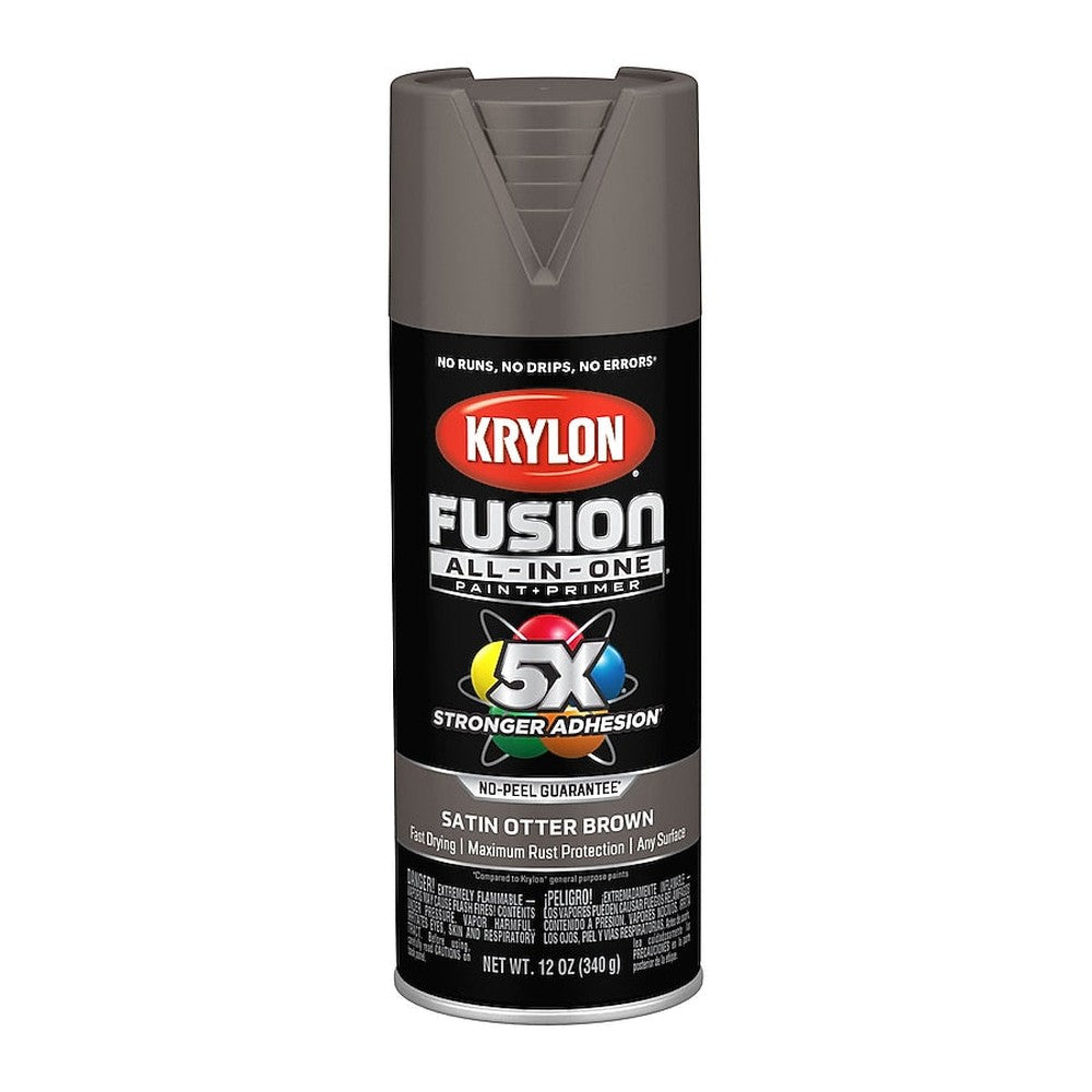 Krylon K02795007 Fusion All-in-One Spray Paint, Satin Otter Brown, 12 oz.