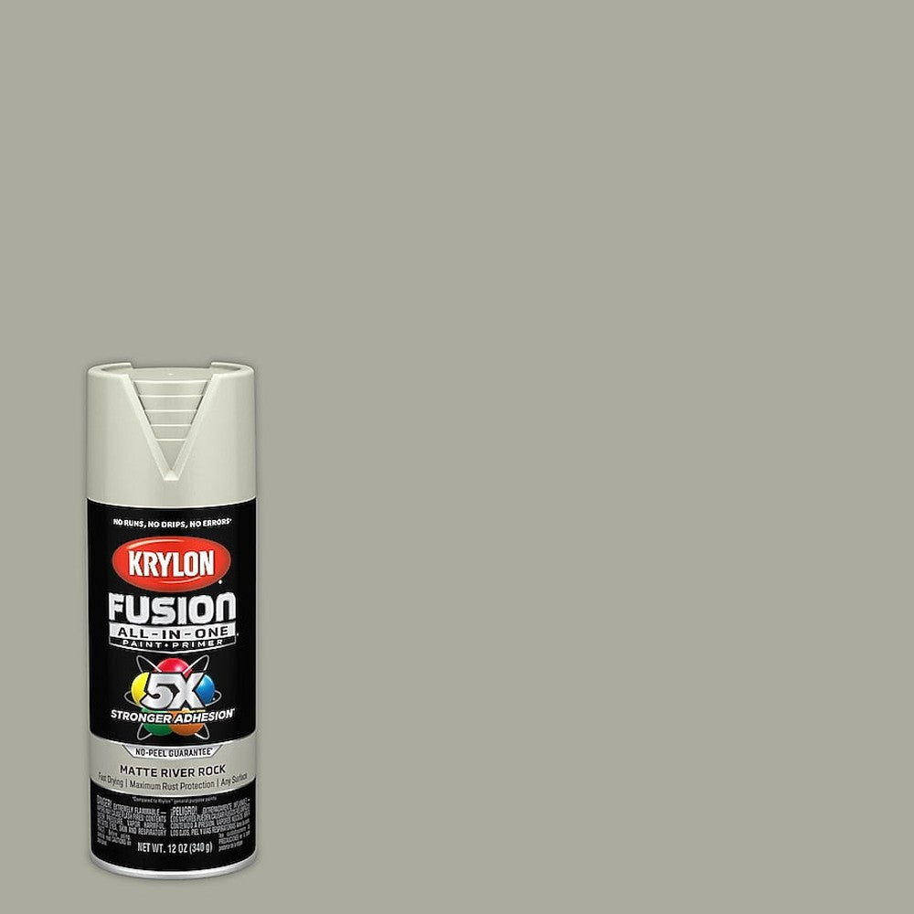 Krylon K02794007 Fusion All-in-One Spray Paint, Matte River Rock, 12 oz.
