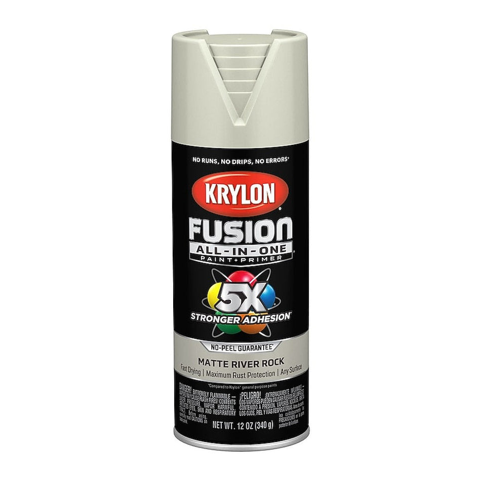 Krylon K02794007 Fusion All-in-One Spray Paint, Matte River Rock, 12 oz.