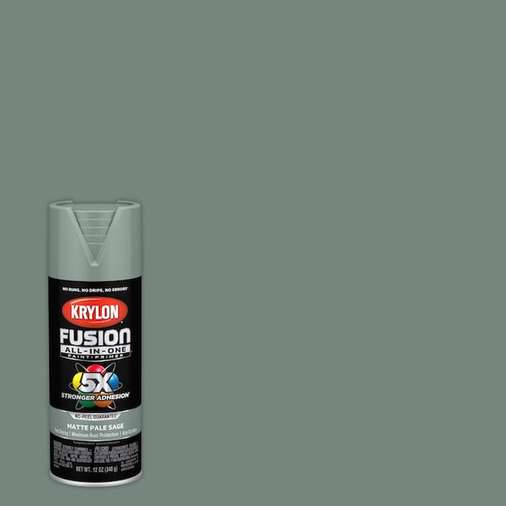 Krylon K02761007 Fusion All-in-One Spray Paint, Matte Pale Sage, 12 oz.