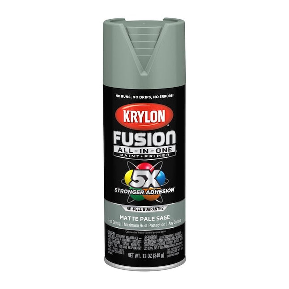 Krylon K02761007 Fusion All-in-One Spray Paint, Matte Pale Sage, 12 oz.