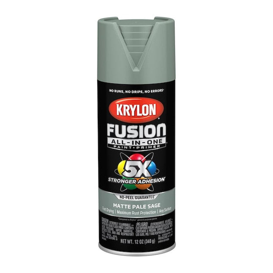 Krylon K02761007 Fusion All-in-One Spray Paint, Matte Pale Sage, 12 oz.