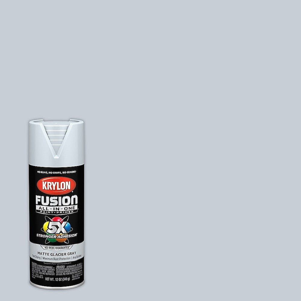 Krylon K02757007 Fusion All-in-One Spray Paint, Matte Glacier Gray, 12 oz.