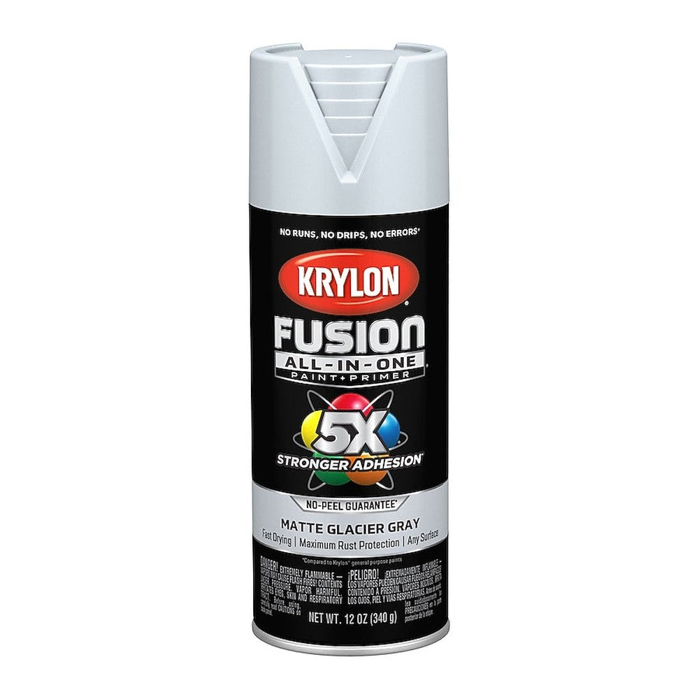 Krylon K02757007 Fusion All-in-One Spray Paint, Matte Glacier Gray, 12 oz.