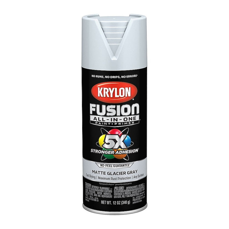 Krylon K02757007 Fusion All-in-One Spray Paint, Matte Glacier Gray, 12 oz.
