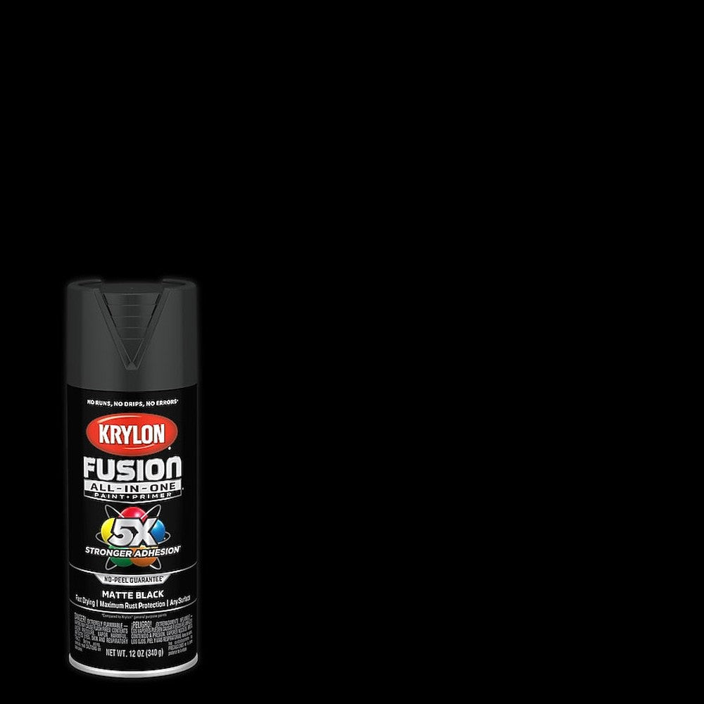 Krylon K02754007 Fusion All-in-One Spray Paint, Matte Black, 12 oz.