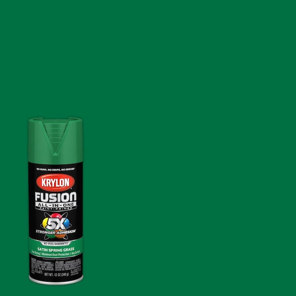 Krylon K02751007 Fusion All-in-One Spray Paint, Satin Spring Grass, 12 oz.