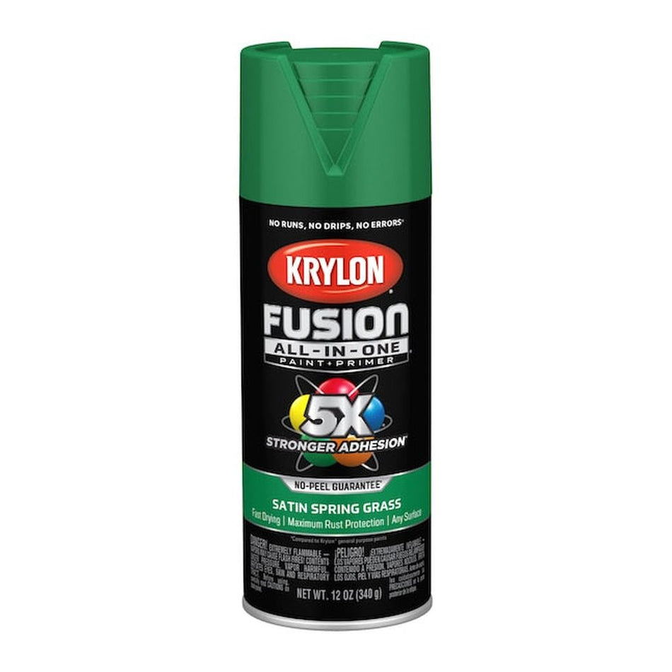 Krylon K02751007 Fusion All-in-One Spray Paint, Satin Spring Grass, 12 oz.