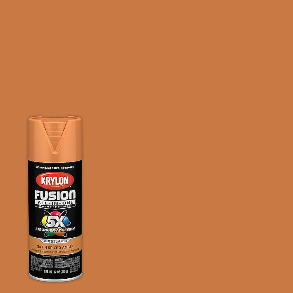 Krylon K02750007 Fusion All-in-One Spray Paint, Satin Spiced Amber, 12 oz.