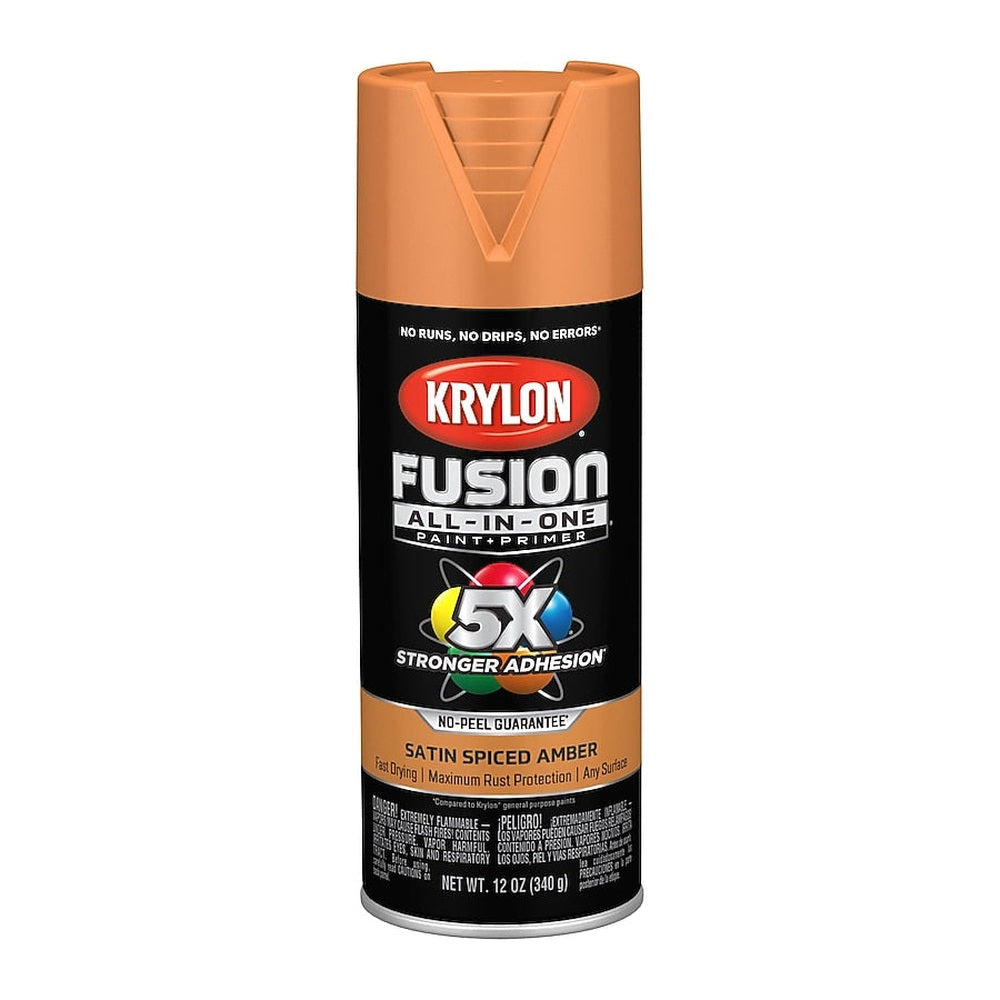 Krylon K02750007 Fusion All-in-One Spray Paint, Satin Spiced Amber, 12 oz.
