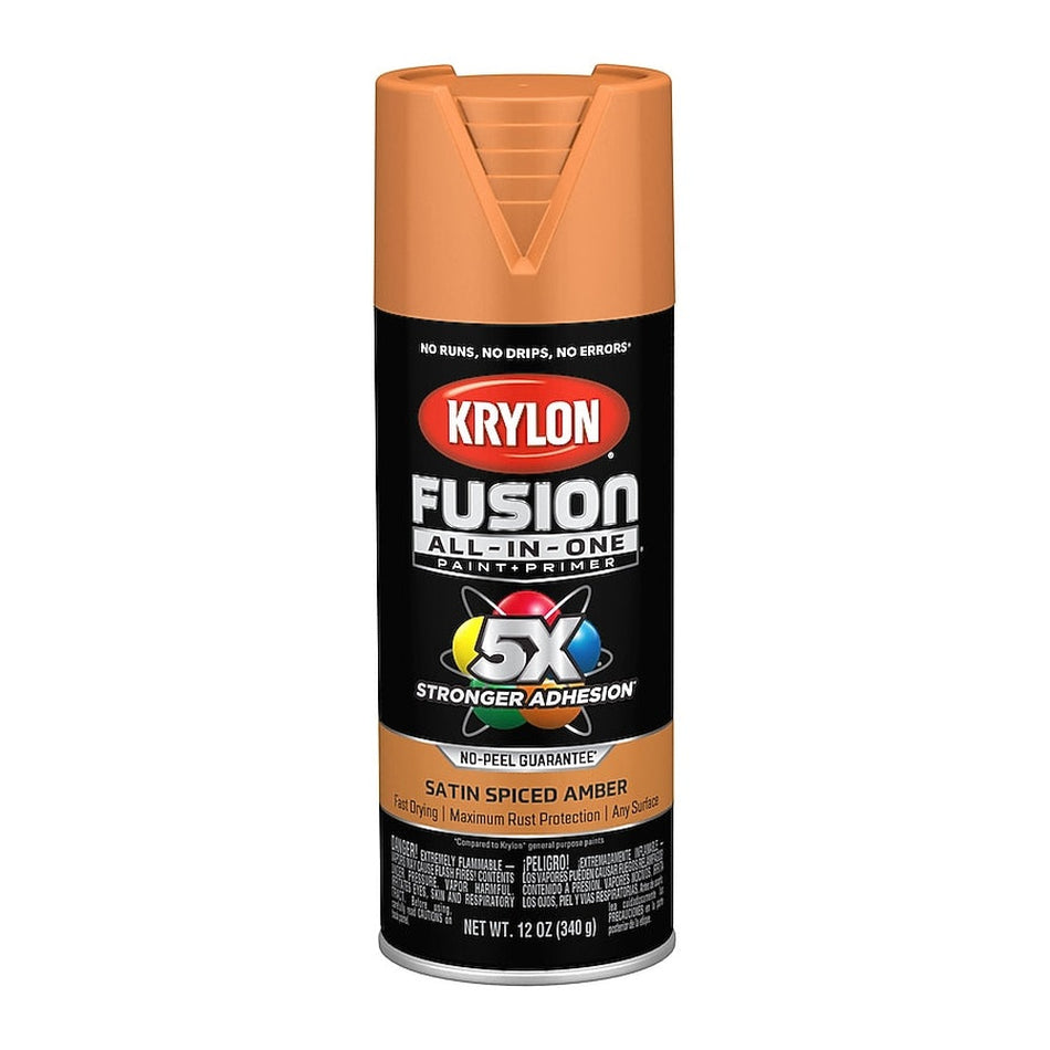 Krylon K02750007 Fusion All-in-One Spray Paint, Satin Spiced Amber, 12 oz.