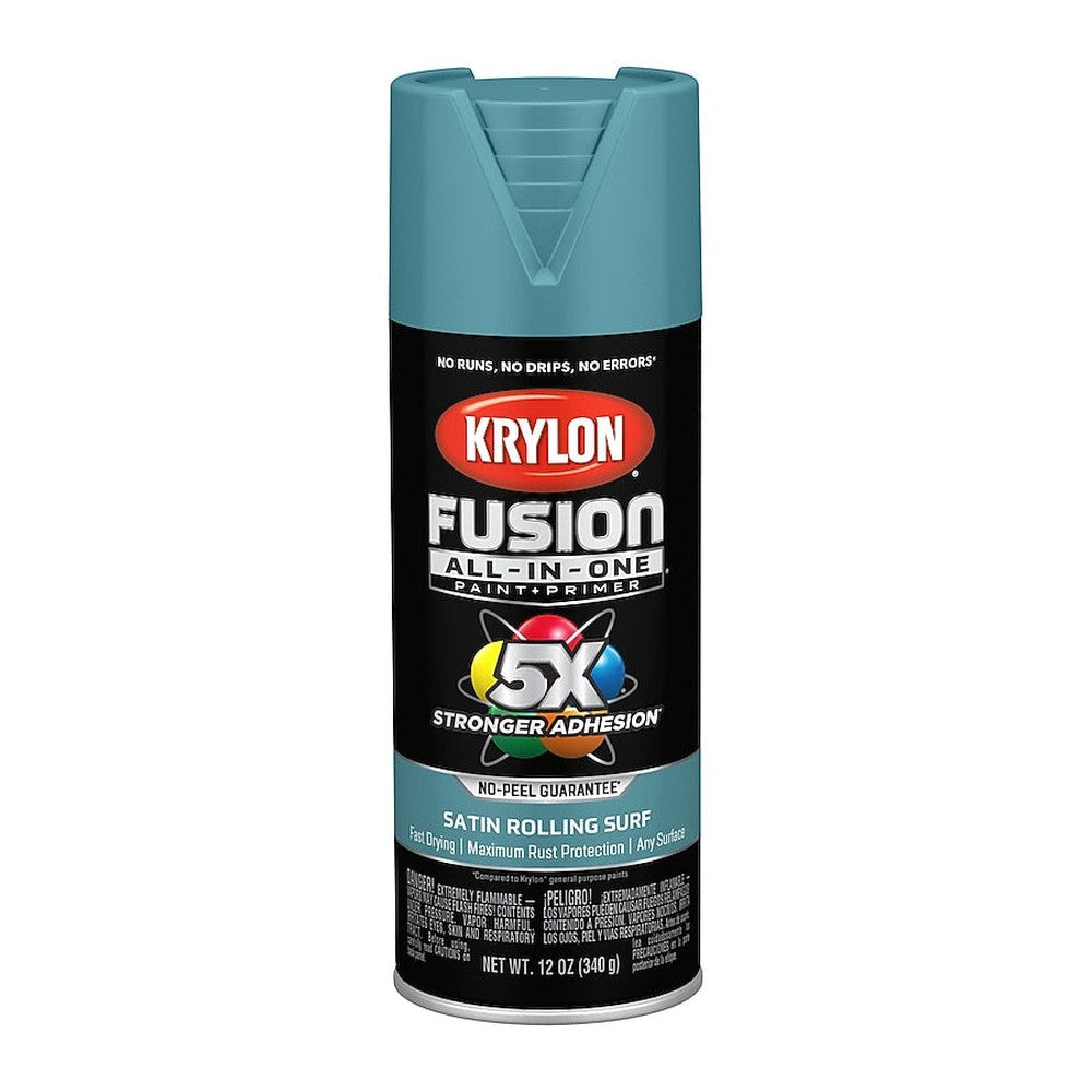 Krylon K02747007 Fusion All-in-One Spray Paint, Satin Rolling Surf, 12 oz.