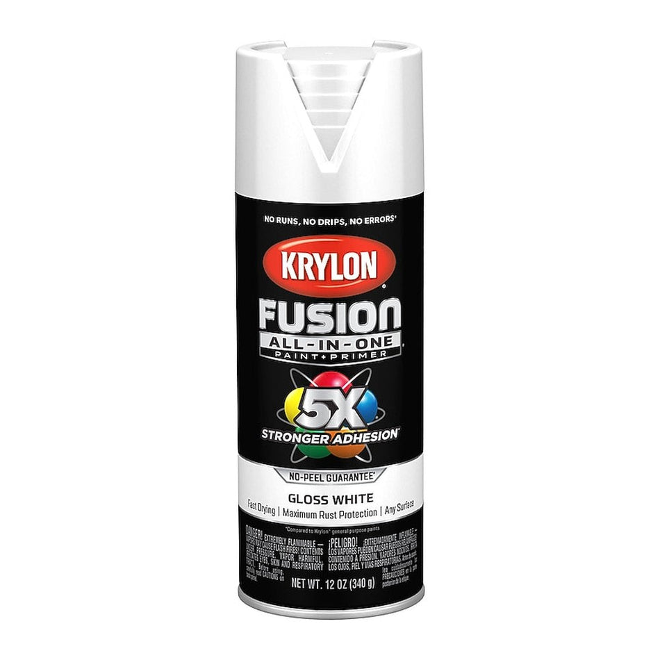 Krylon K02727007 Fusion All-in-One Spray Paint, Gloss White, 12 oz.