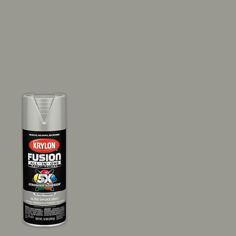 Krylon K02723007 Fusion All-in-One Spray Paint, Gloss Smoke Gray, 12 oz.