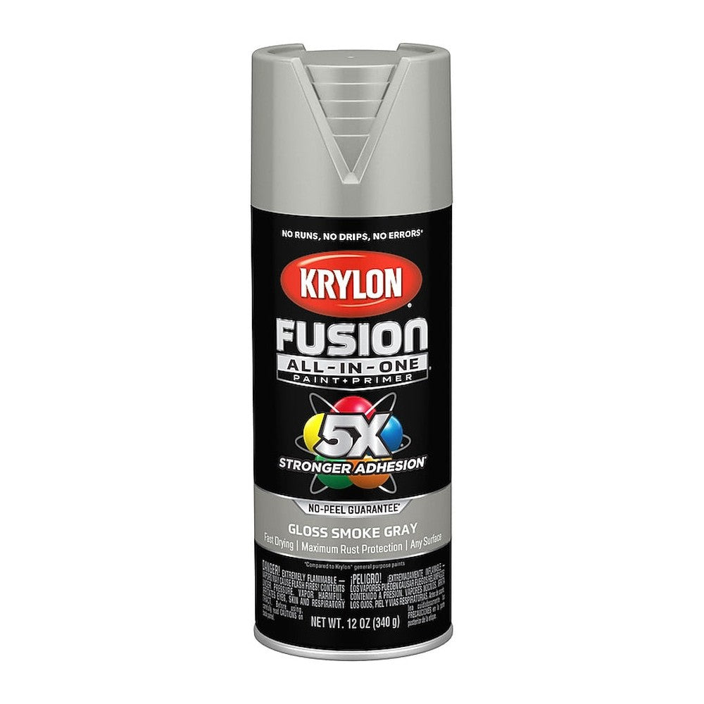 Krylon K02723007 Fusion All-in-One Spray Paint, Gloss Smoke Gray, 12 oz.