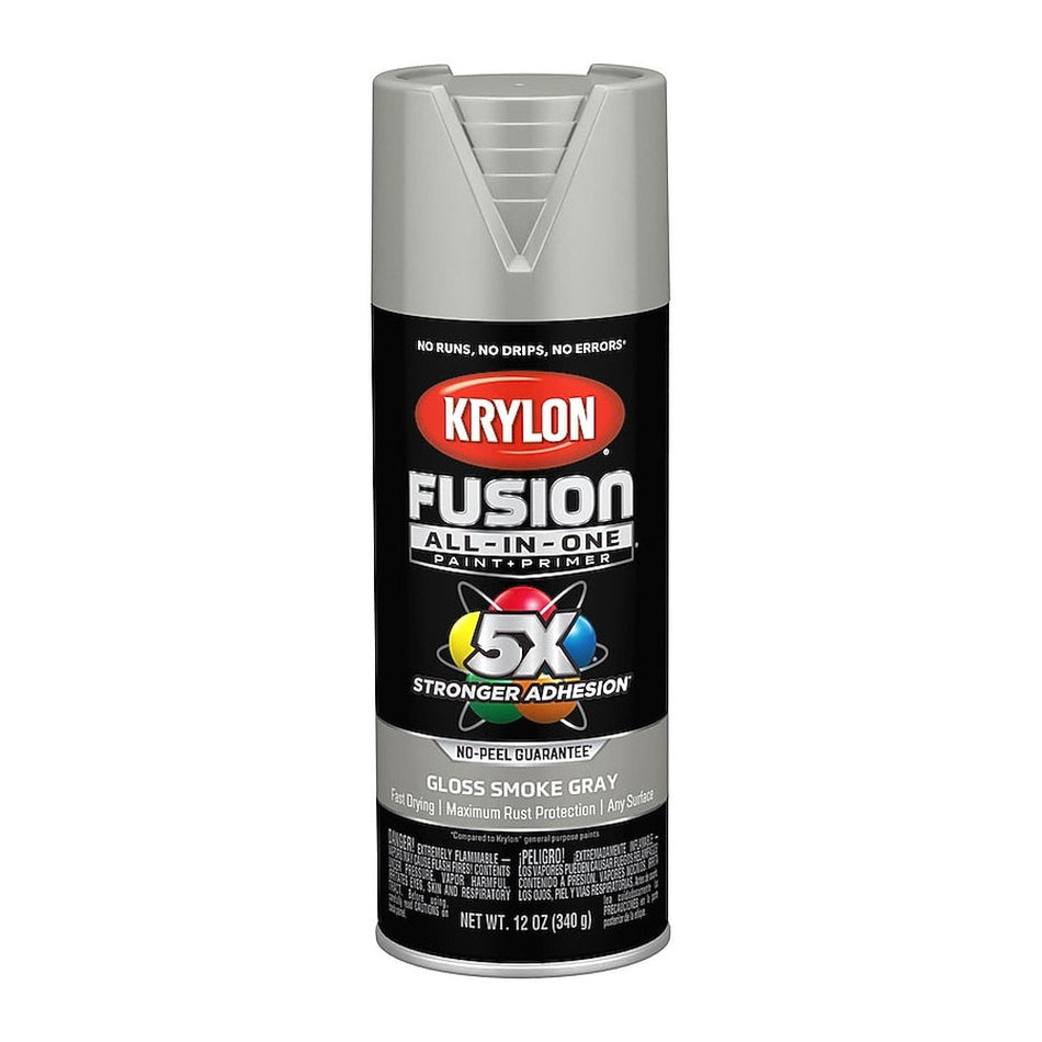 Krylon K02723007 Fusion All-in-One Spray Paint, Gloss Smoke Gray, 12 oz.