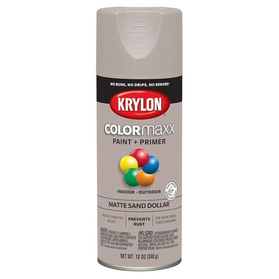 Krylon K05600007 COLORmaxx Spray Paint, Matte Sand Dollar, 12 oz.