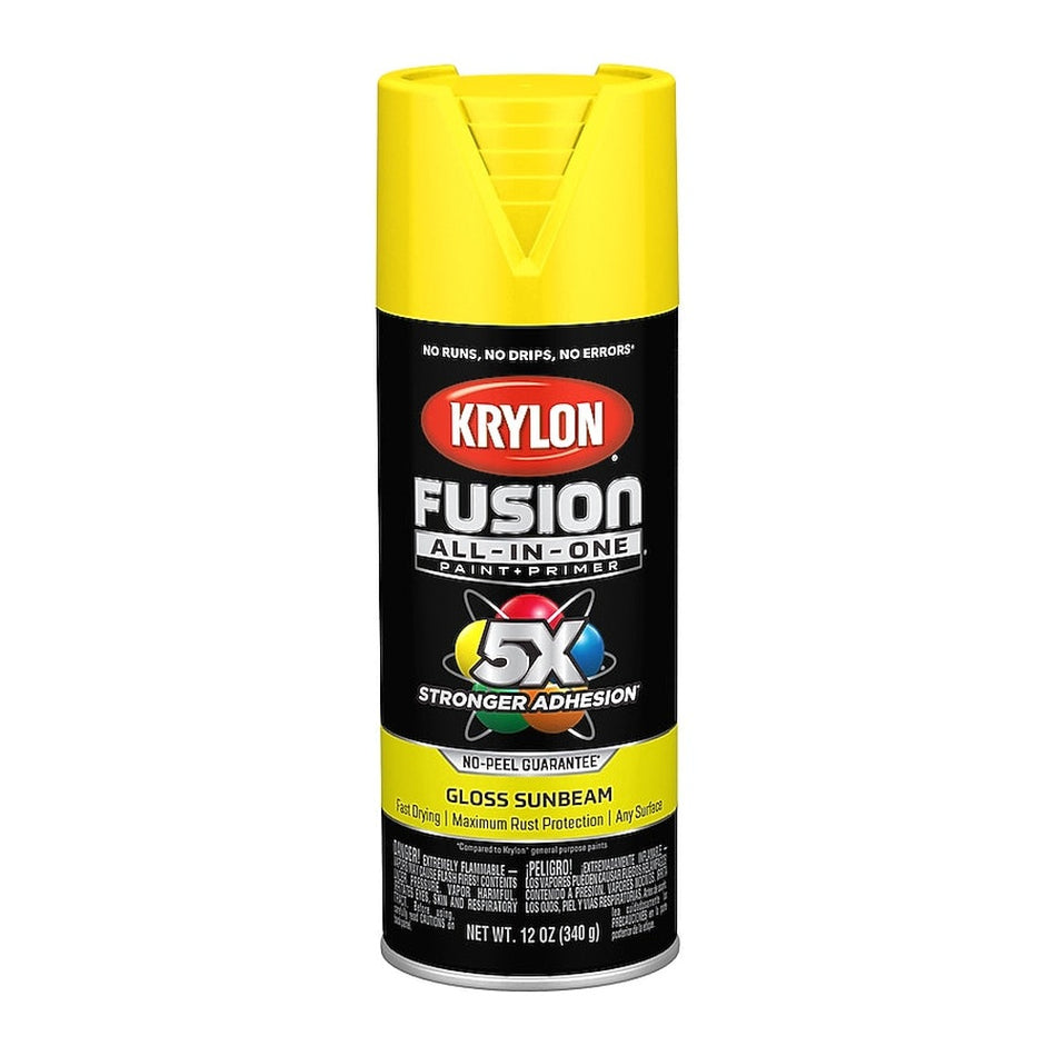 Krylon K02725007 Fusion All-in-One Spray Paint, Gloss Sunbeam, 12 oz.