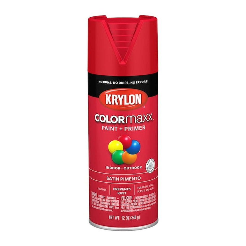 Krylon K05574007 COLORmaxx Spray Paint, Satin Pimento, 12 oz.