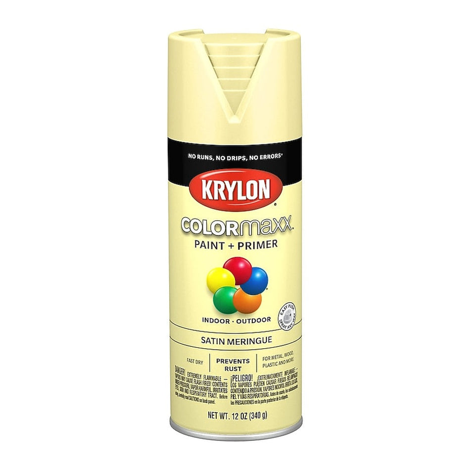 Krylon K05570007 COLORmaxx Spray Paint, Satin Meringue, 12 oz.