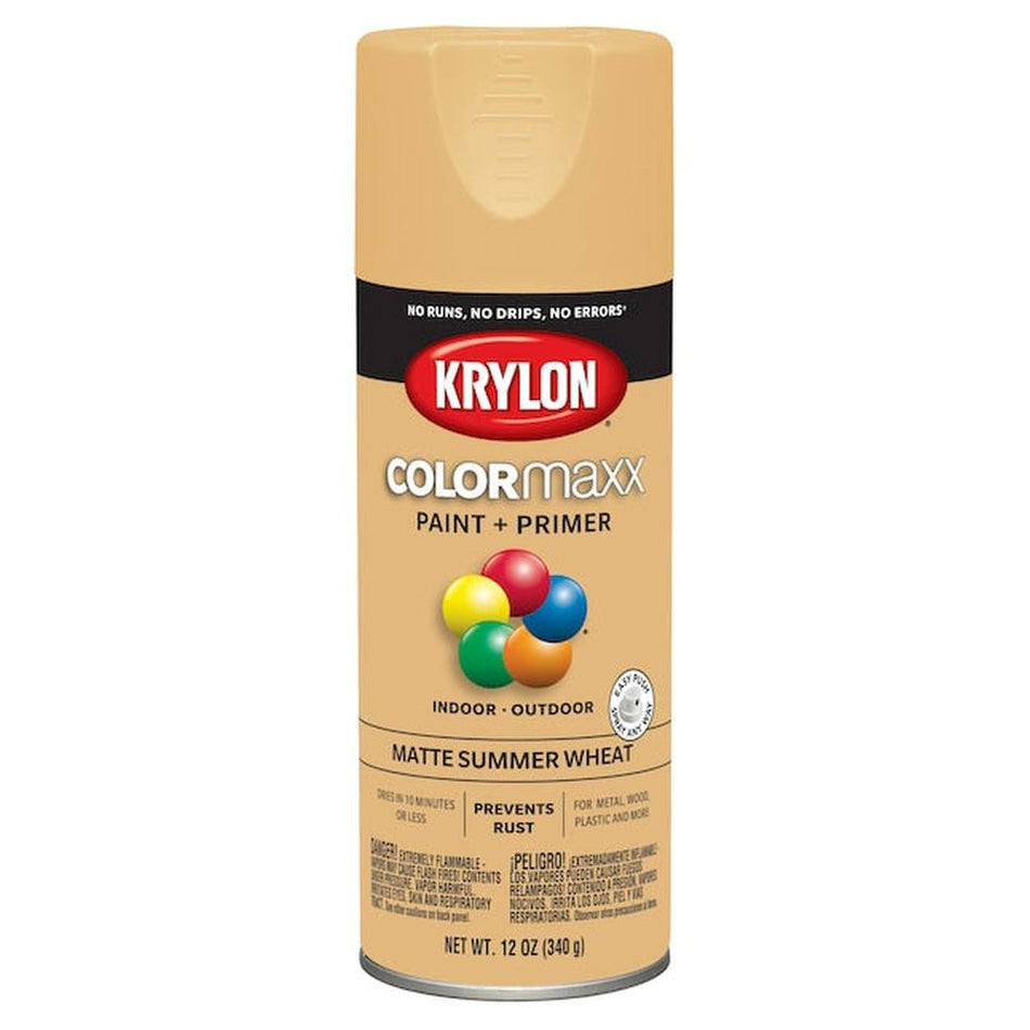 Krylon K05595007 COLORmaxx Spray Paint, Matte Summer Wheat, 12 oz.