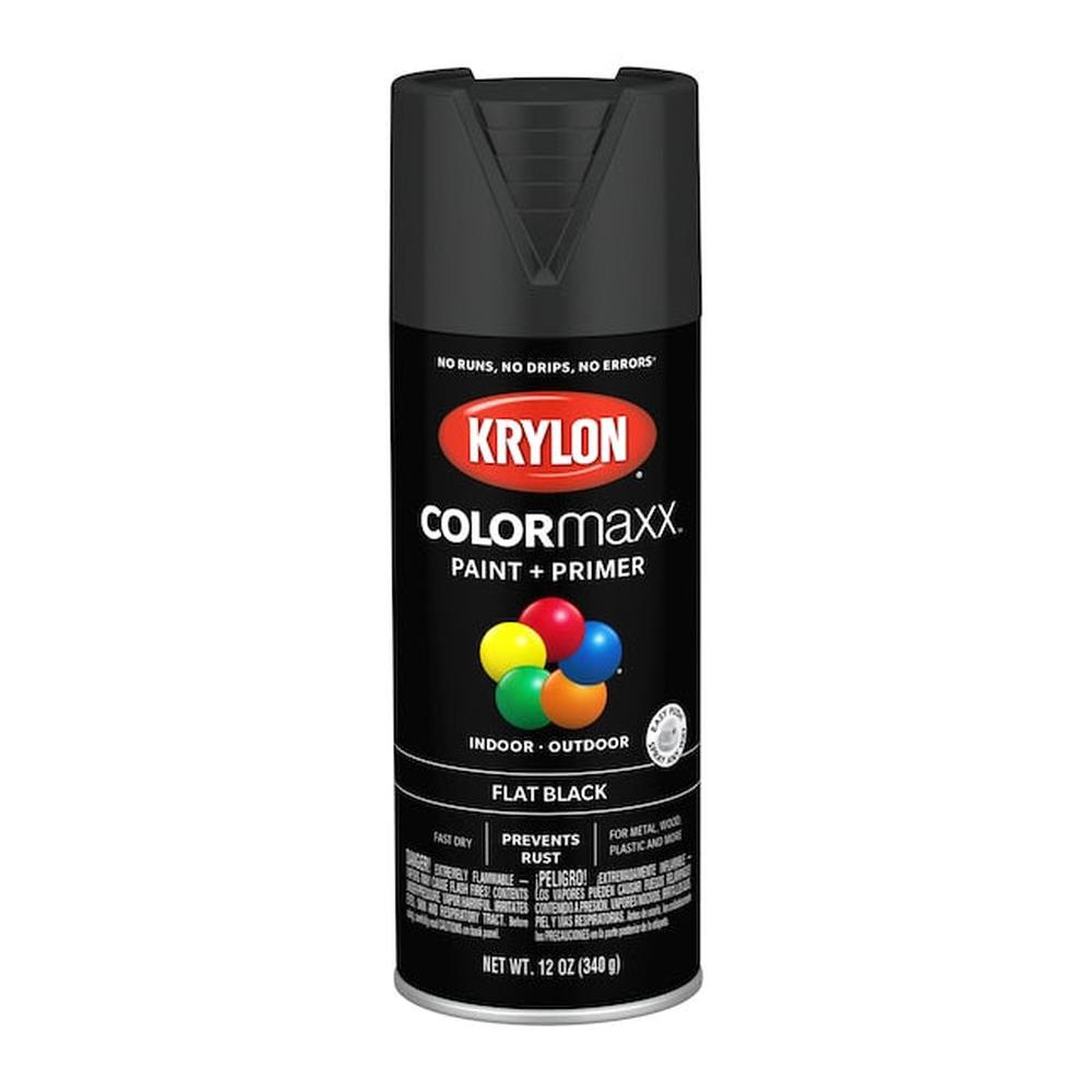 Krylon K05581007 COLORmaxx Primer, Flat Black, 12 oz.
