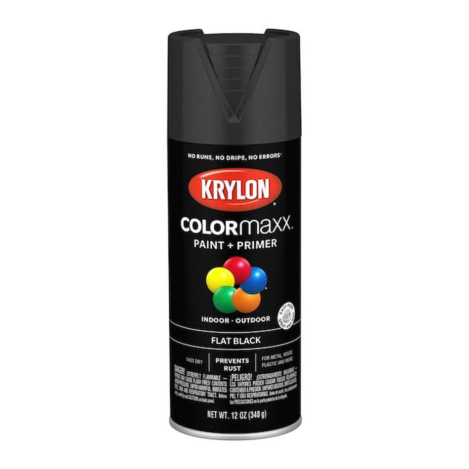 Krylon K05581007 COLORmaxx Primer, Flat Black, 12 oz.
