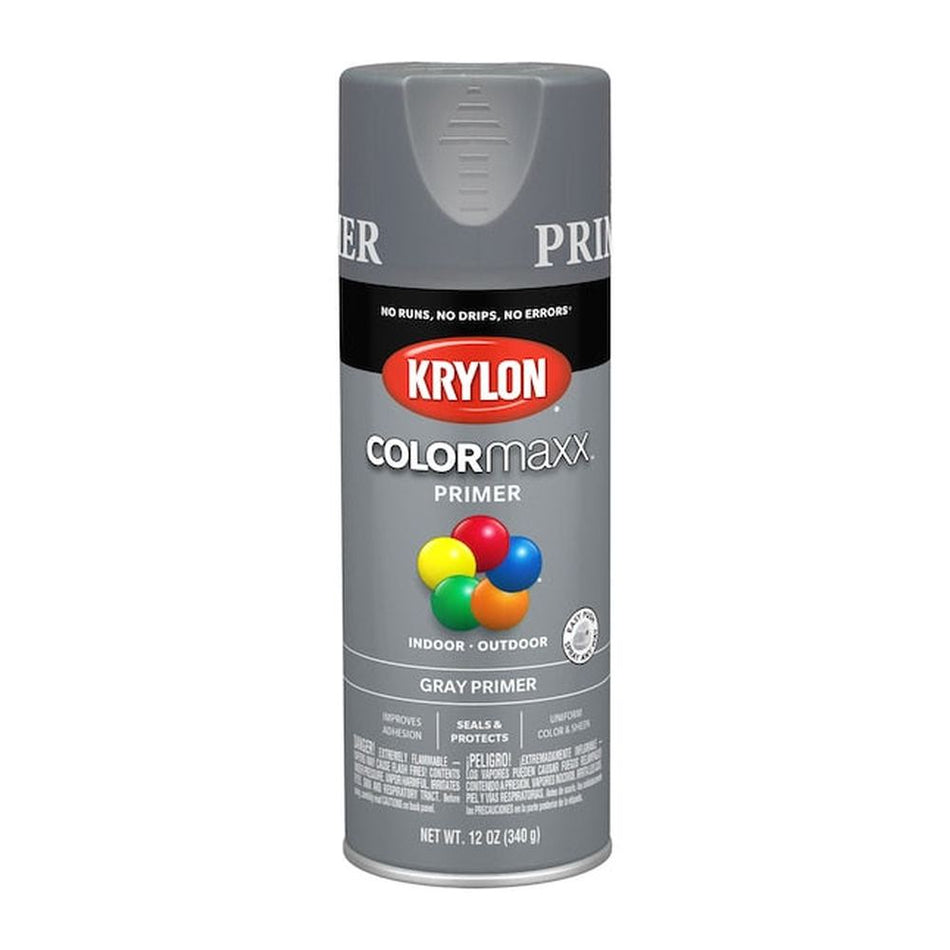 Krylon K05582007 COLORmaxx Primer, Flat Gray, 12 oz.