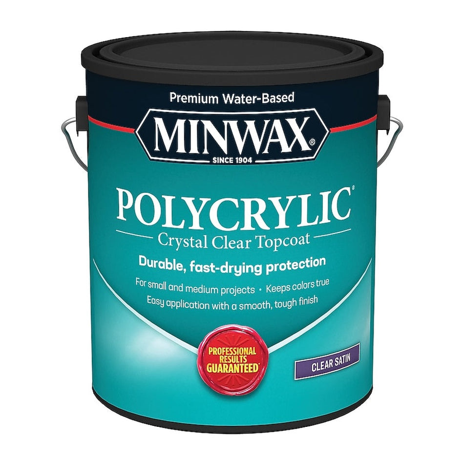 Minwax 13333000 1 Gallon Clear Satin Water Based Polycrylic Protective Finish