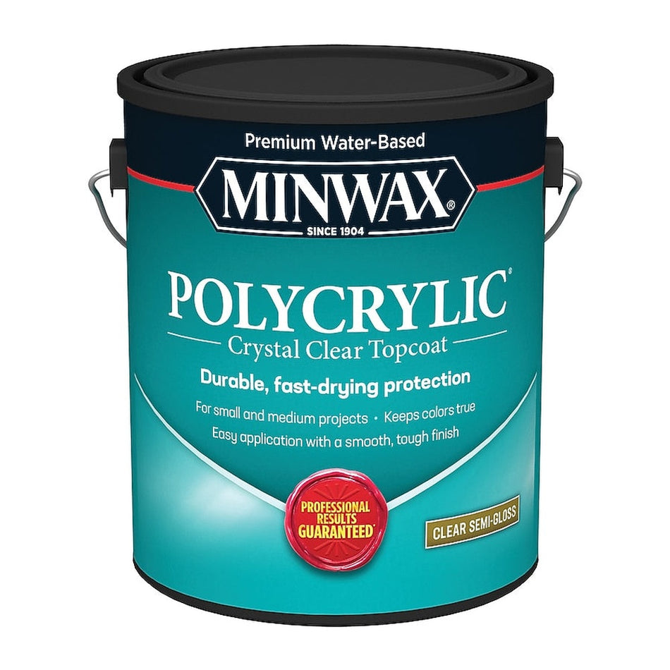 Minwax 14444000 1 Gallon Clear Semi-Gloss Water Based Polycrylic Protective Finish