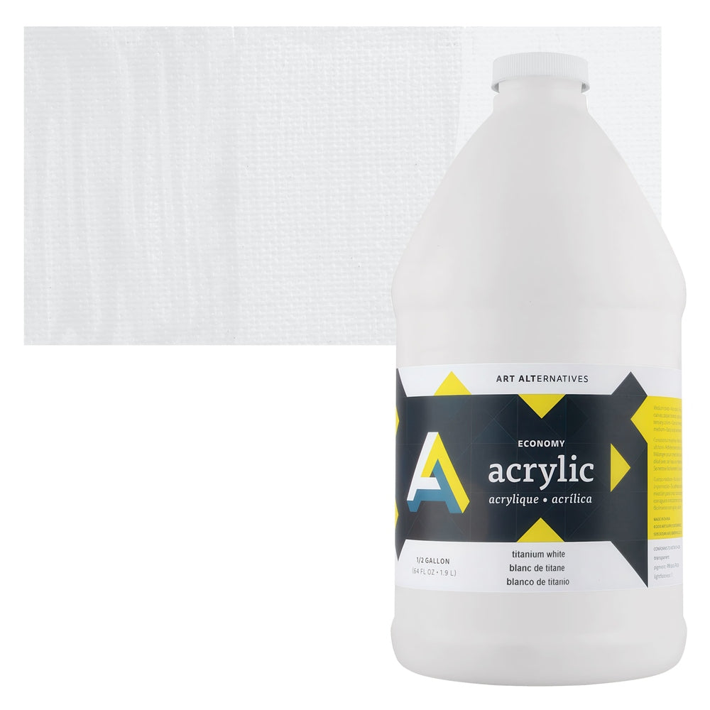 Art Alternatives 09479-1021 Economy Acrylic, Half Gallon Bottle, Titanium White