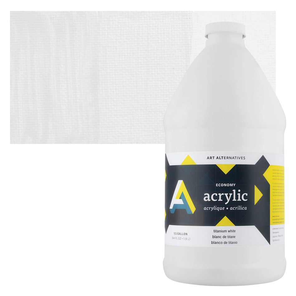 Art Alternatives 09479-1021 Economy Acrylic, Half Gallon Bottle, Titanium White