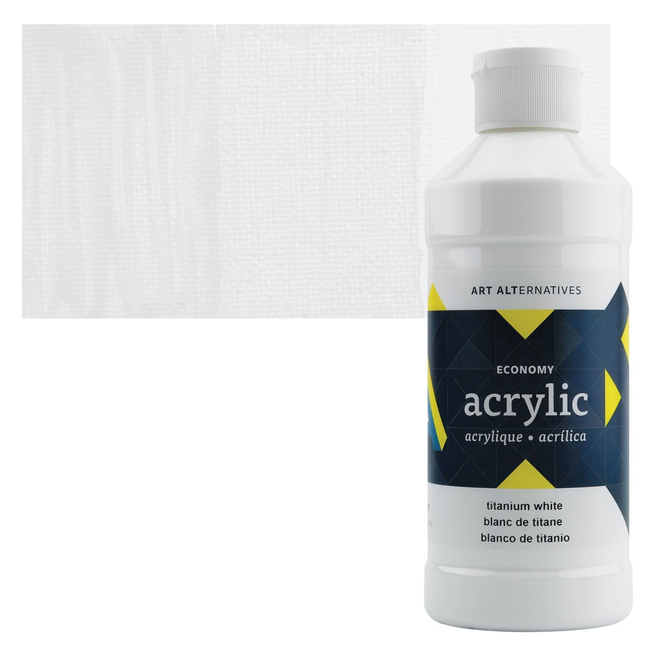 Art Alternatives 09479-1025 Economy Acrylic, Pint Bottle, Titanium White