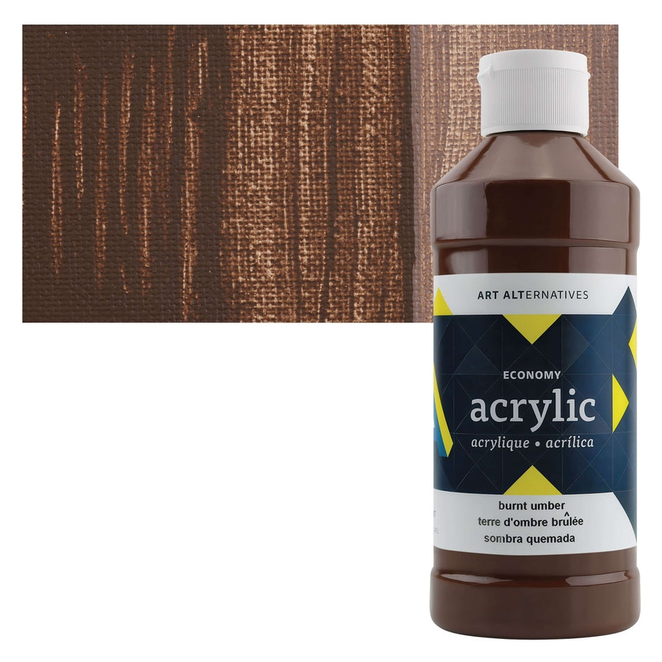 Art Alternatives 09479-8145 Economy Acrylic, Pint Bottle, Burnt Umber