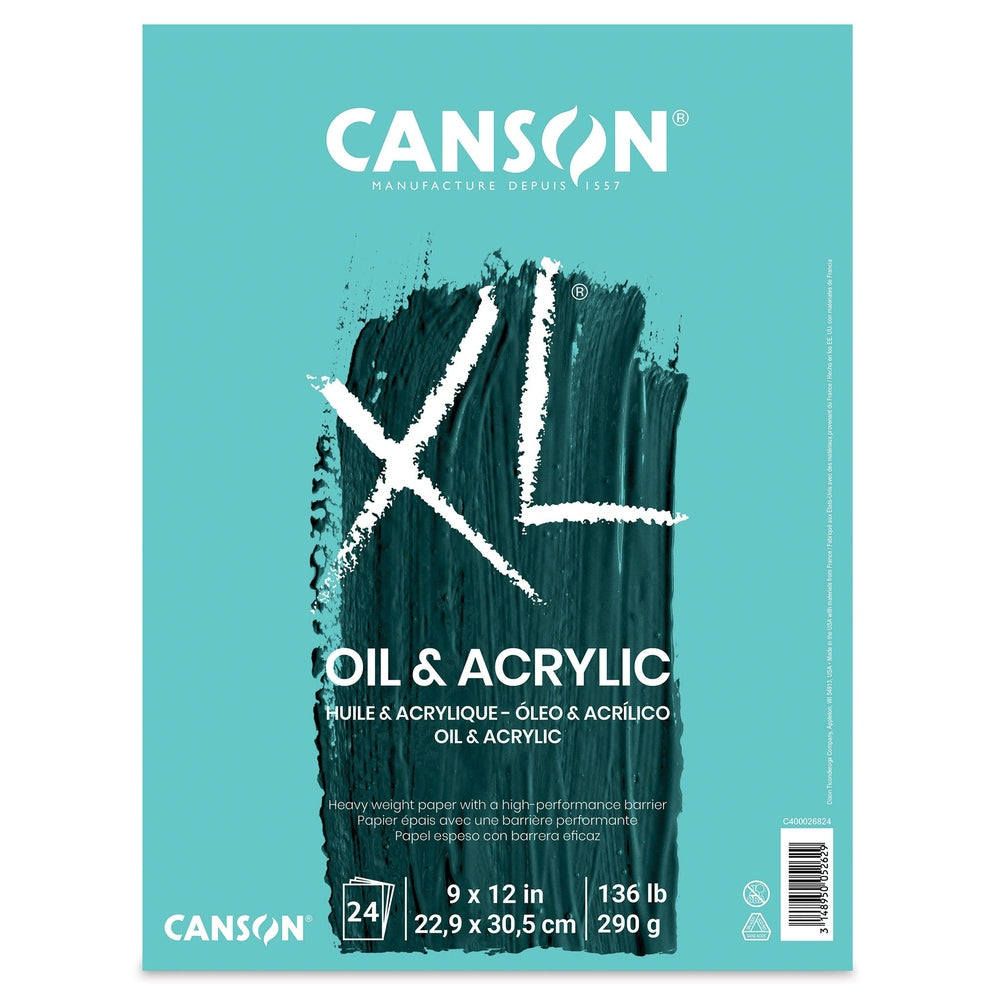Canson 09813-1023 XL Oil & Acrylic Pad - 9" × 12", 24 Sheets