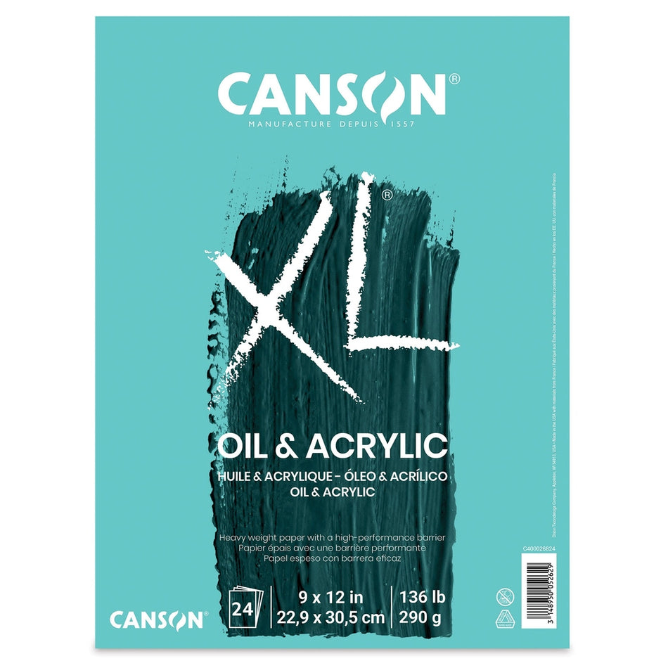 Canson 09813-1023 XL Oil & Acrylic Pad - 9" × 12", 24 Sheets