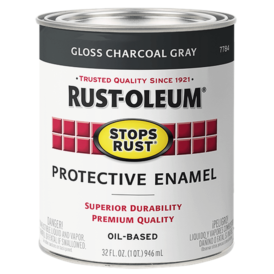 Rust-Oleum Stops Rust 7784502 Protective Enamel, Gloss Charcoal Gray, 1 Quart