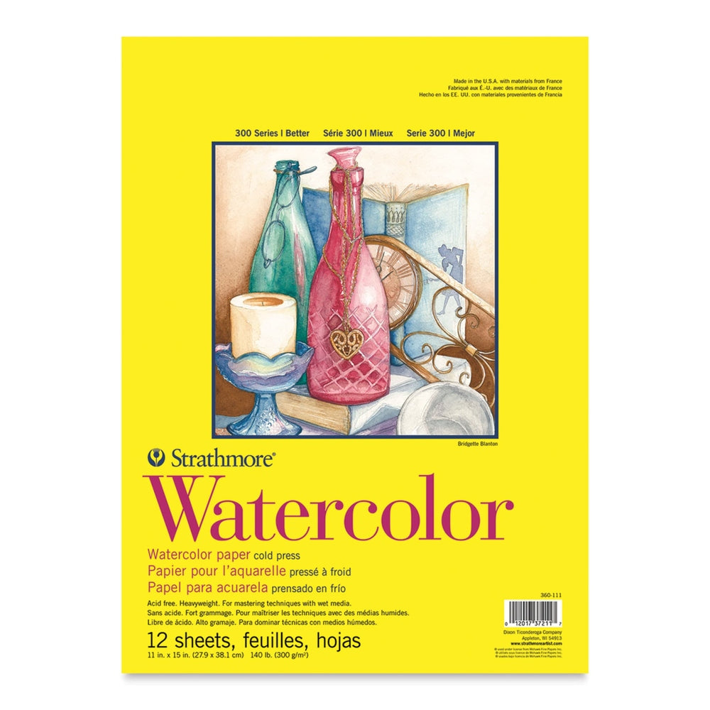 Strathmore 10148-1005 300 Series Watercolor Pad - 11" × 15", Cold Press, Tapebound