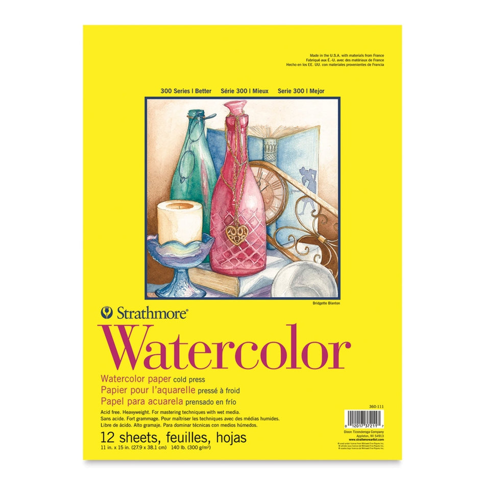 Strathmore 10148-1005 300 Series Watercolor Pad - 11" × 15", Cold Press, Tapebound