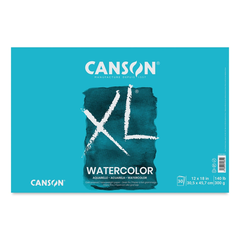 Canson 10173-1006 XL Watercolor Pad - 12" × 18", Euro Fold, 30 Sheets