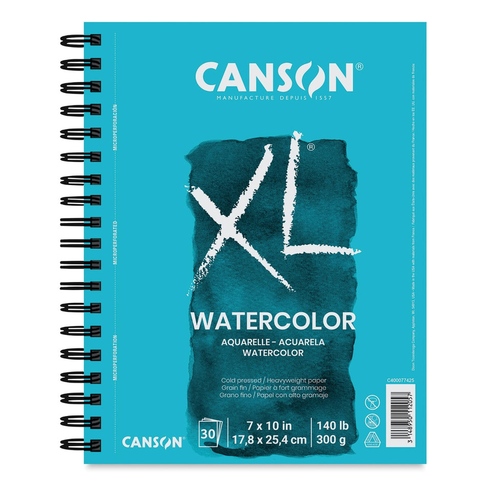 Canson 10173-1007 XL Watercolor Pad - 7" × 10", Wirebound, 30 Sheets