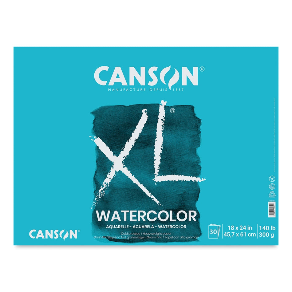 Canson 10173-1009 XL Watercolor Pad - 18" × 24", Euro Fold, 30 Sheets