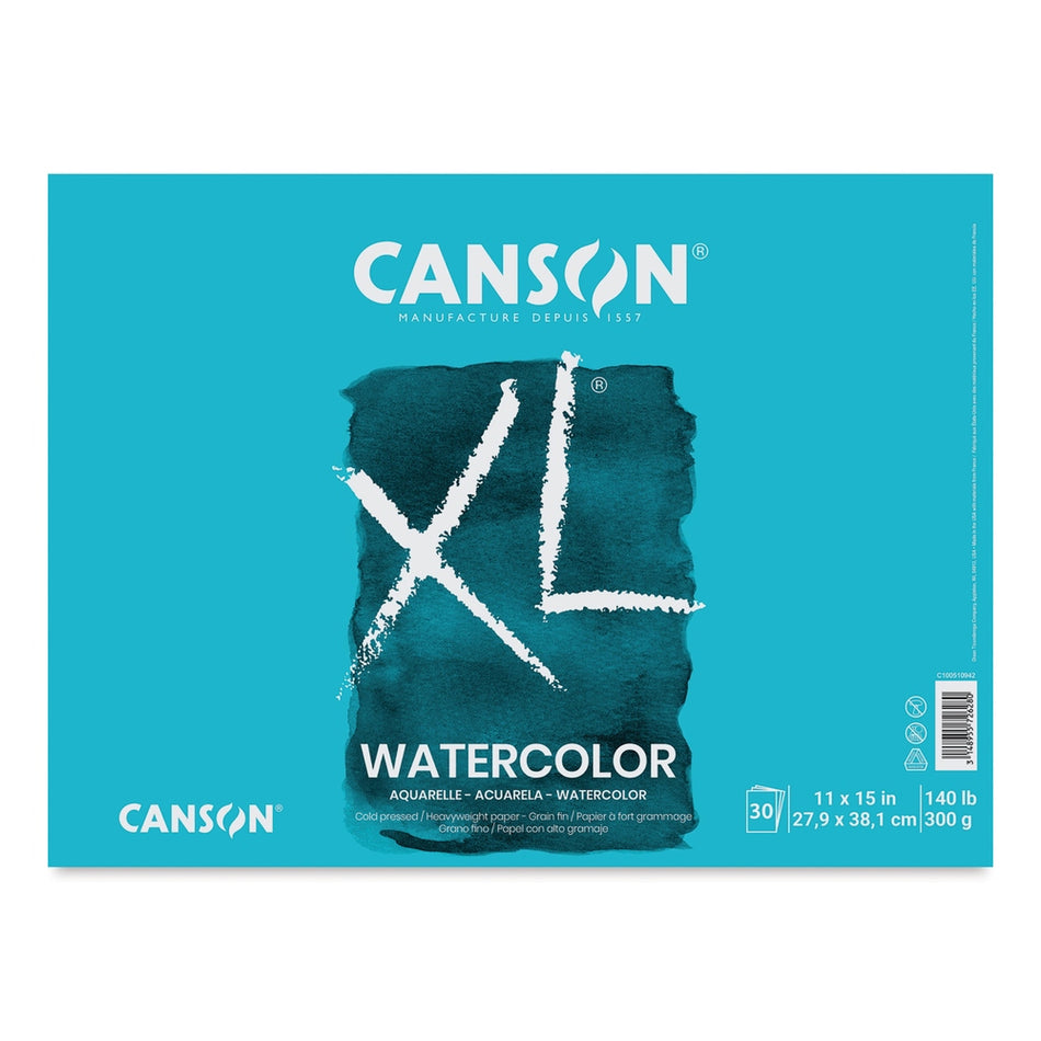 Canson 10173-1011 XL Watercolor Pad - 11" × 15", Euro Fold, 30 Sheets