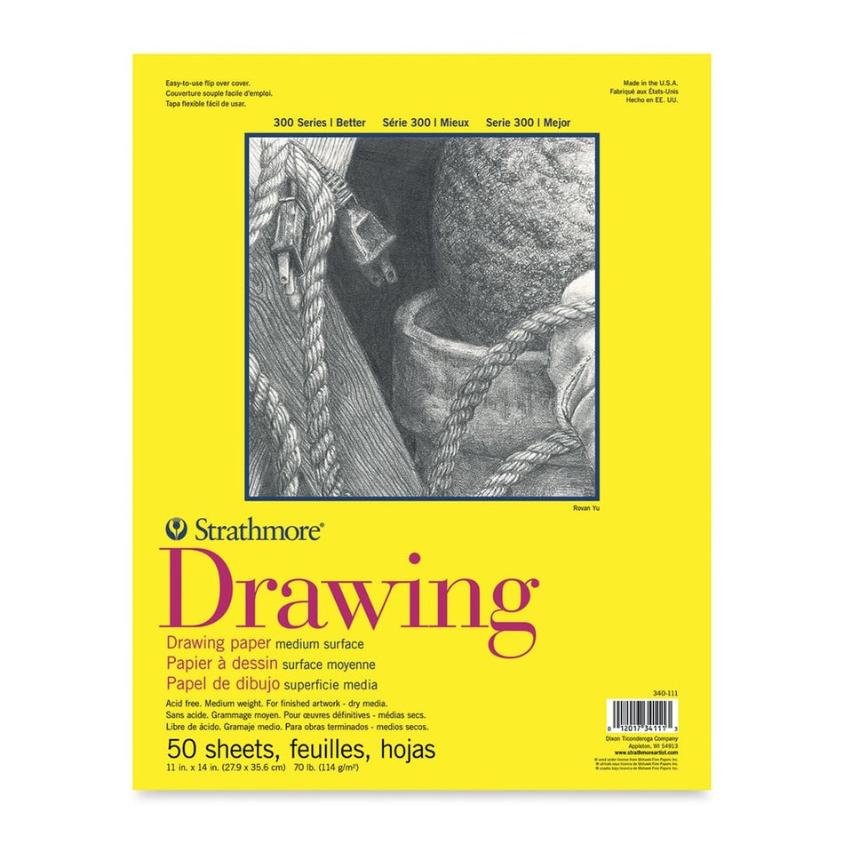 Strathmore 10312-1125 300 Series Drawing Pad - 11" × 14", Glue Bound, 50 Sheets